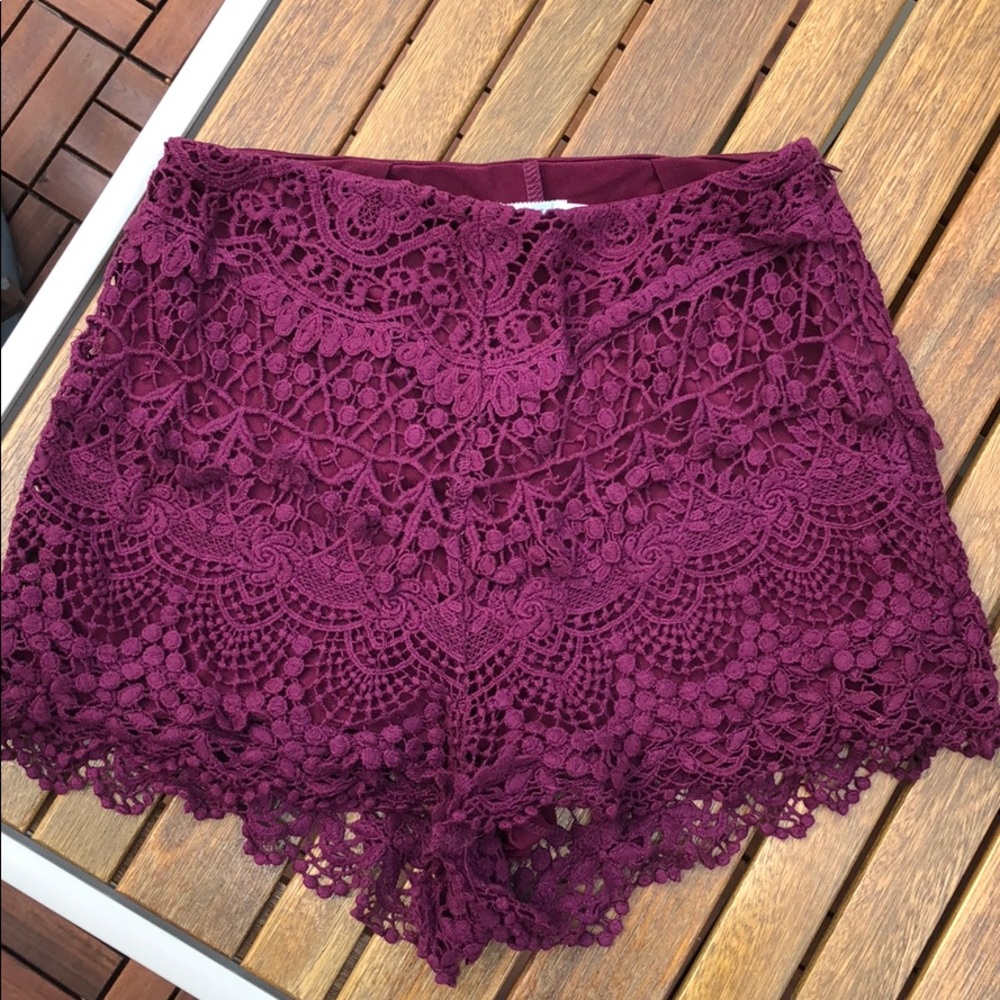 Plum Crochet High Waisted Shorts